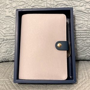 KIKKI K medium leather personal planner binder - soft blue - NEW